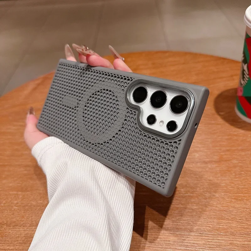 Heatsink - Wärmeableitendes Mesh-Magnetisches Kabelloses Ladeetui für Samsung