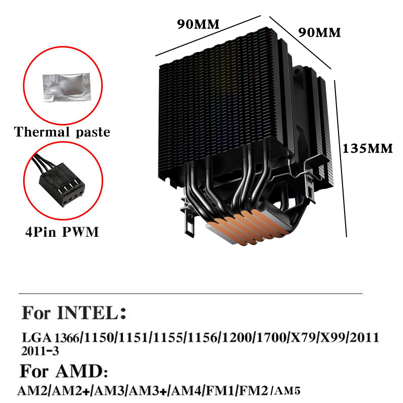 6 Heatpipes CPU-Luftkühler 4-p – Air Cooler Cpu Bewertung und Preis